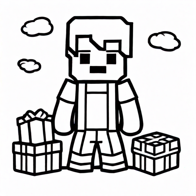 Kleurplaat van een Minecraft cadeaus