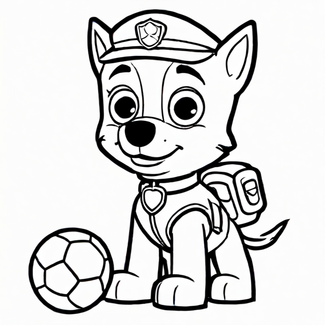 Kleurplaat van een Paw patrol met bal