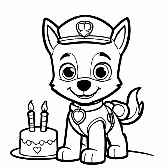 Kleurplaat van een Paw patrol verjaardag