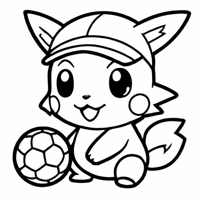 Kleurplaat van een Pokemon voetbal