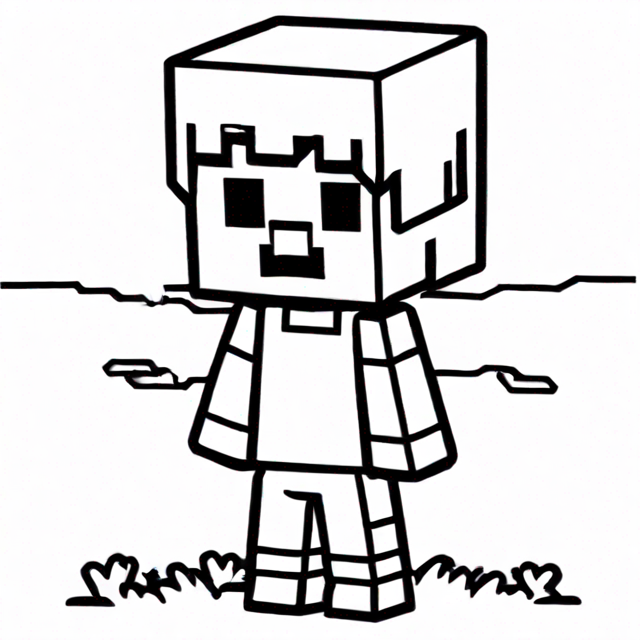 Kleurplaat van een Steve van Minecraft